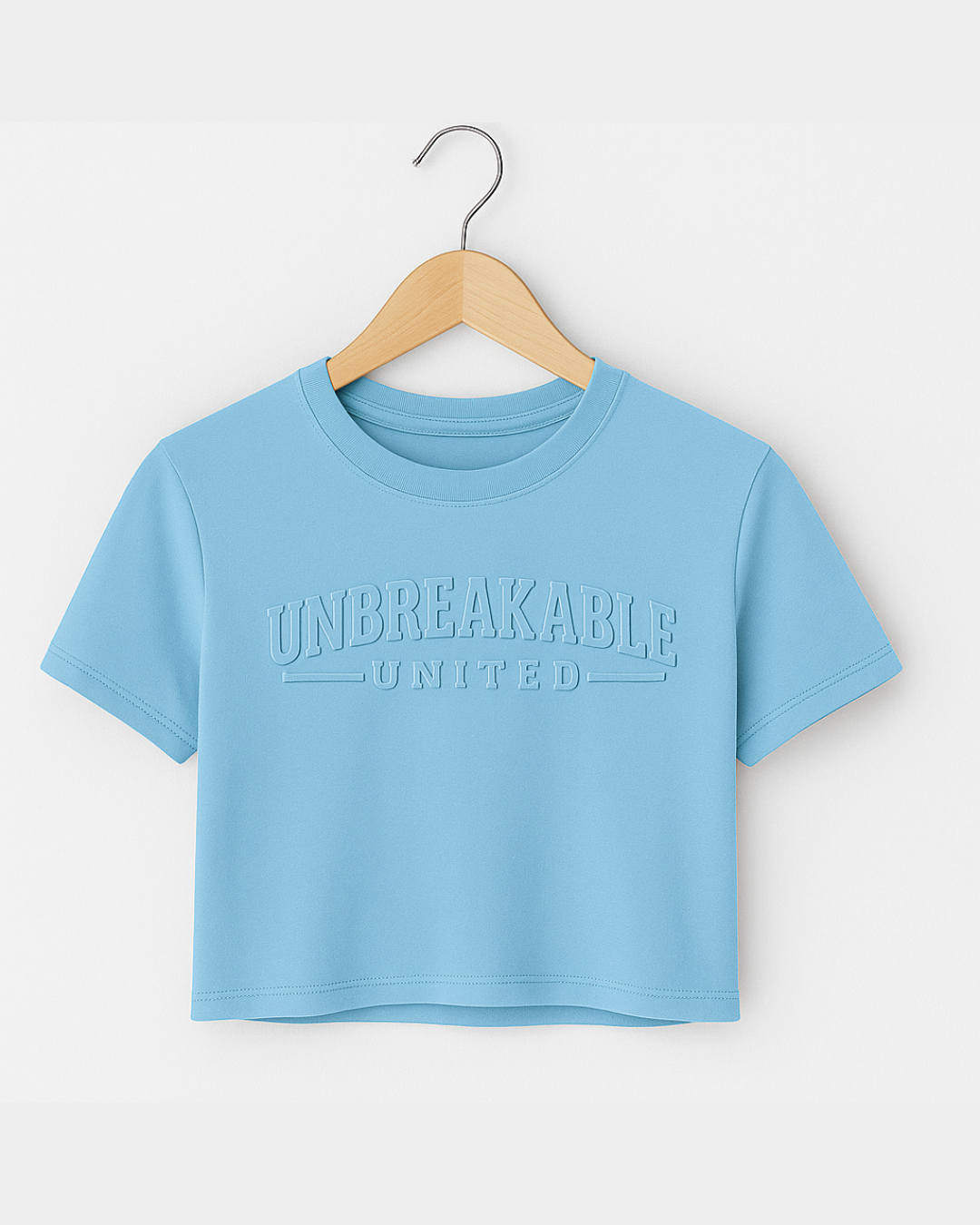 WOMEN CROP EMBOSSED BABY BLUE