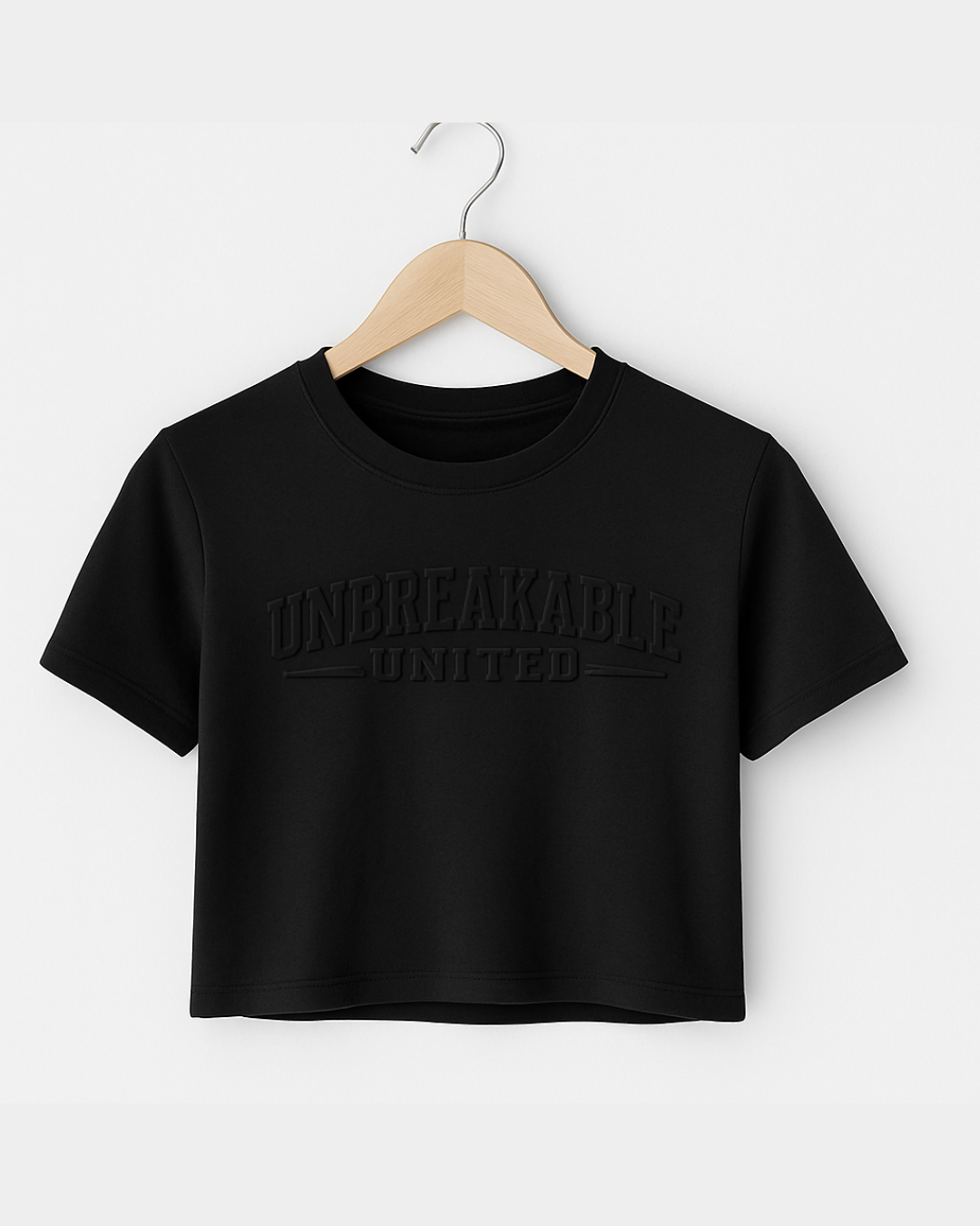 WOMEN CROP EMBOSSED BLACK