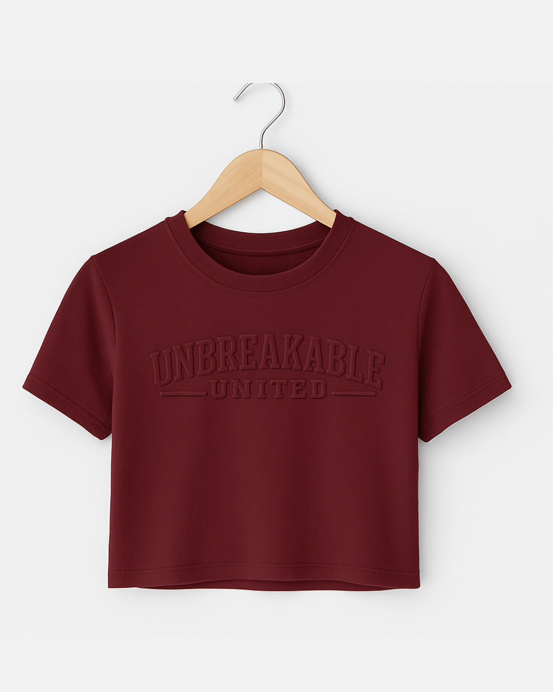 WOMEN CROP EMBOSSED RED